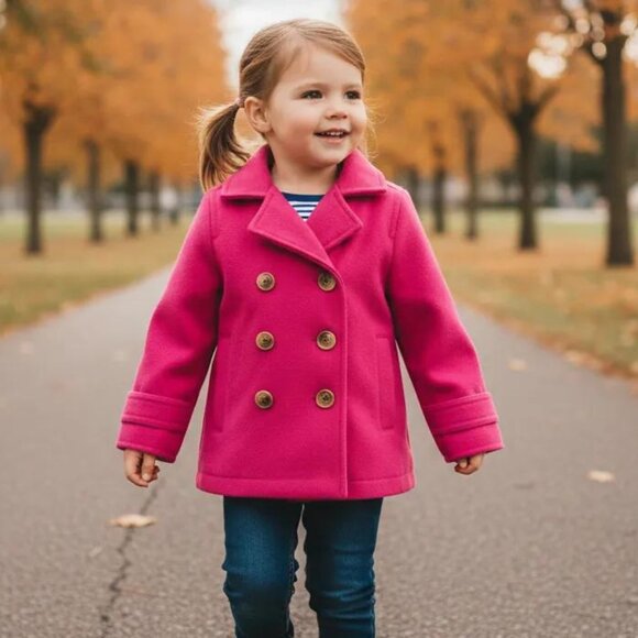 Hatley Pink Double-Breasted Coat Size 4T - Picture 1 of 13